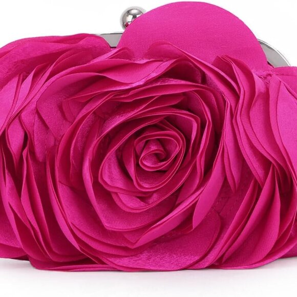 Stylish Satin Floral Handbag for Women - Versatile Evening Bag with Kiss Lock - Picture 1 of 7
